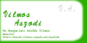 vilmos aszodi business card